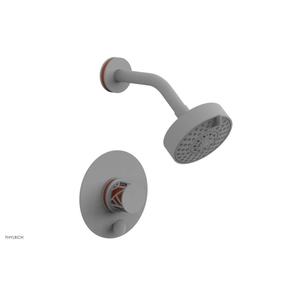 Satin White Jolie Pressure Balance Shower Set With Round Diverter Trim, Round Cutaway Handle, And