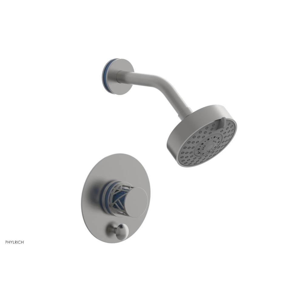 Satin Chrome Jolie Pressure Balance Shower Set With Round Diverter Trim, Round Cutaway Handle, And