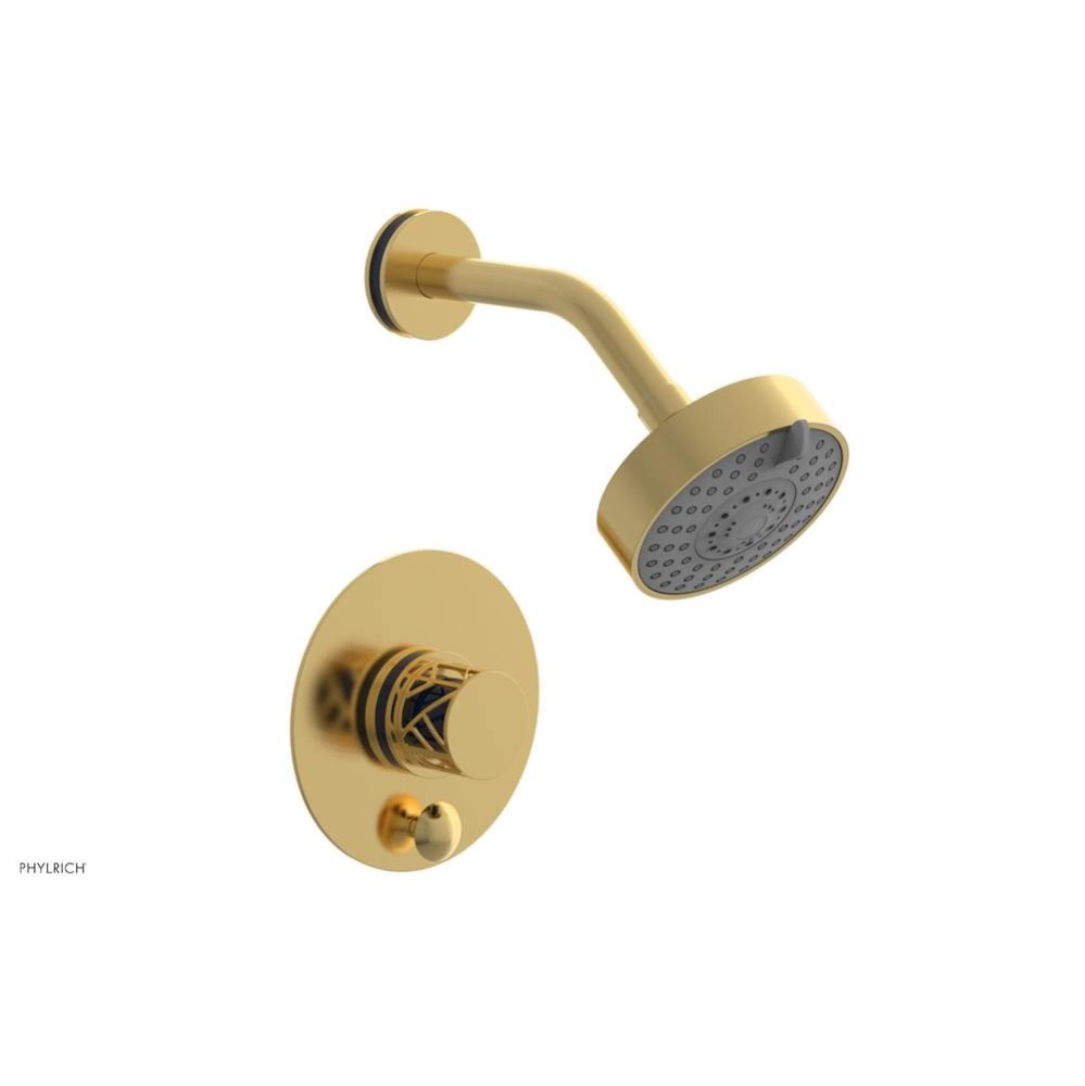 Satin Gold Jolie Pressure Balance Shower Set With Round Diverter Trim, Round Cutaway Handle, And N