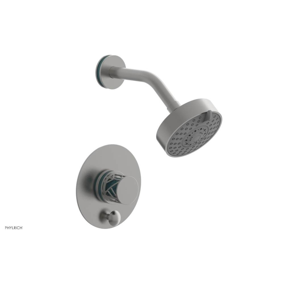 Satin Chrome Jolie Pressure Balance Shower Set With Round Diverter Trim, Round Cutaway Handle, And