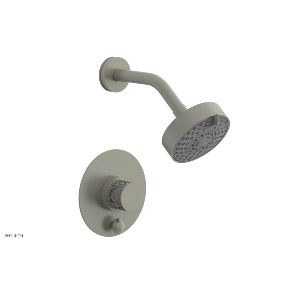 Burnished Nickel Jolie Pressure Balance Shower Set With Round Diverter Trim, Round Cutaway Handle,