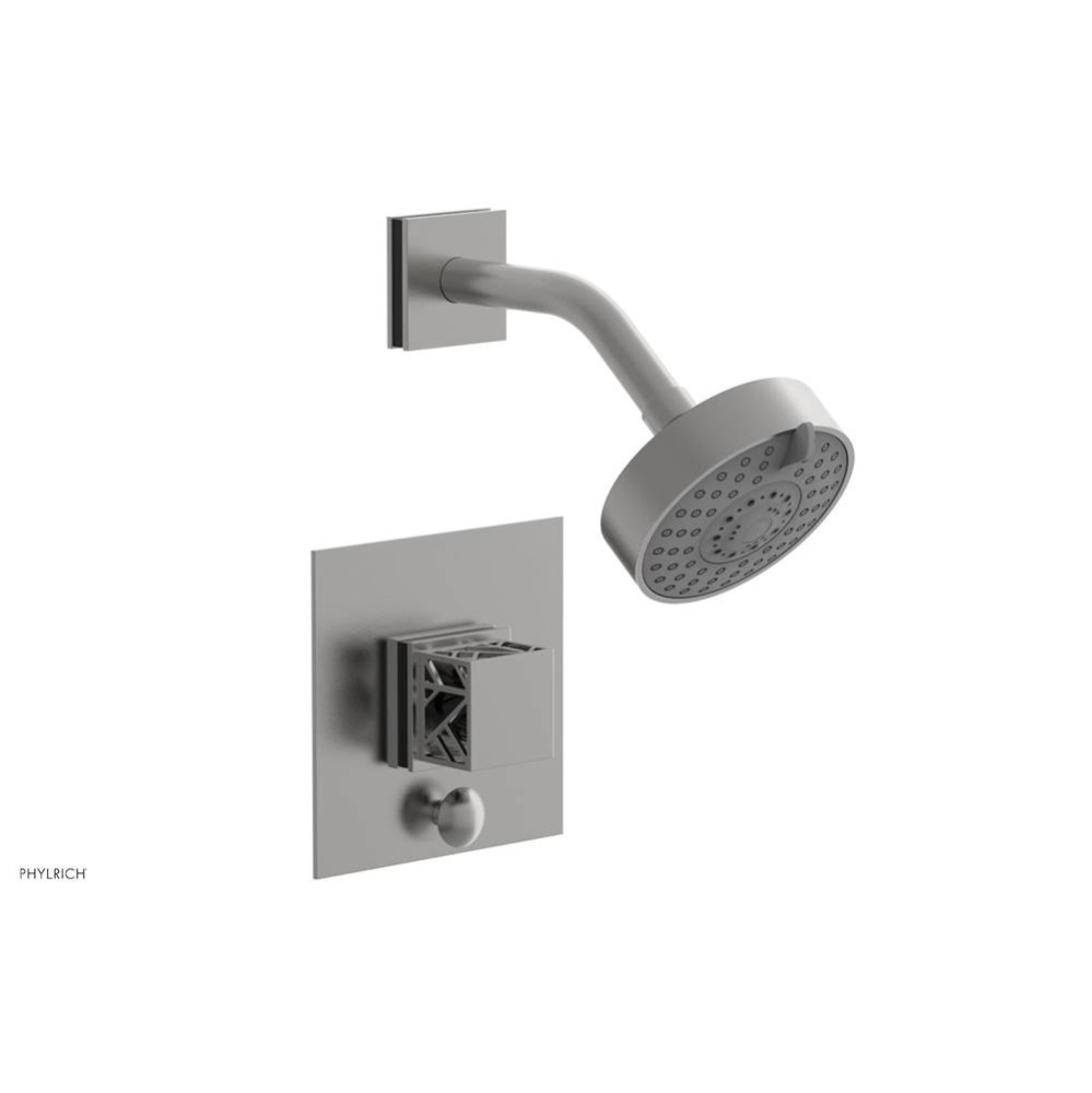 Satin Chrome Jolie Pressure Balance Shower Set With Square Diverter Trim, Square Cutaway Handle, A