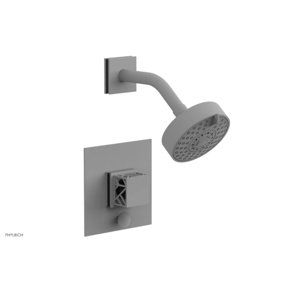 Satin White Jolie Pressure Balance Shower Set With Square Diverter Trim, Square Cutaway Handle, An