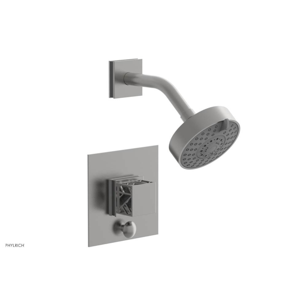Satin Chrome Jolie Pressure Balance Shower Set With Square Diverter Trim, Square Cutaway Handle, A