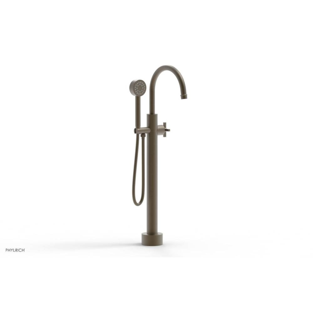 Floor Mounted Tub Filler Cross Hdl W/Handshwr-Short