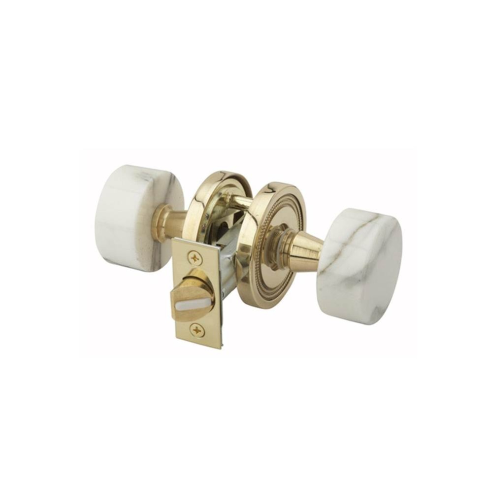 Wht Mrbl Door Knob Pass Set