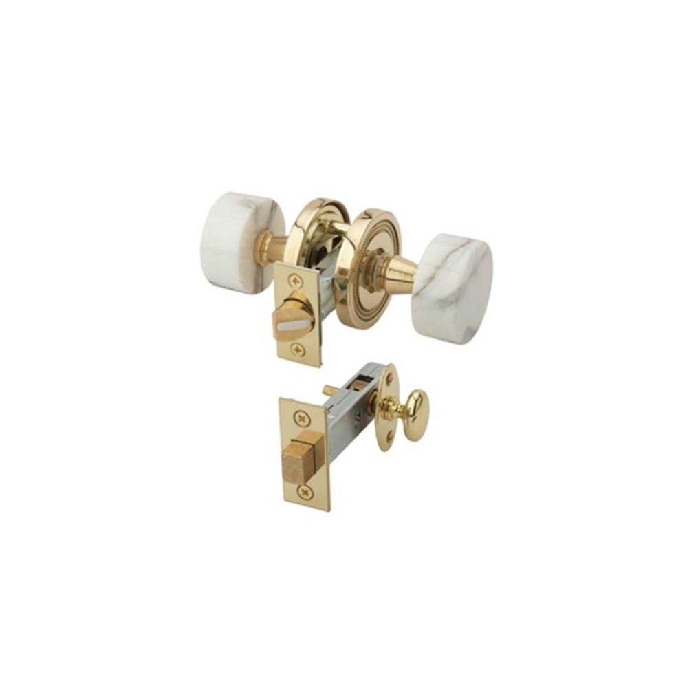 Wht Mrbl Door Knob W Priv Bolt