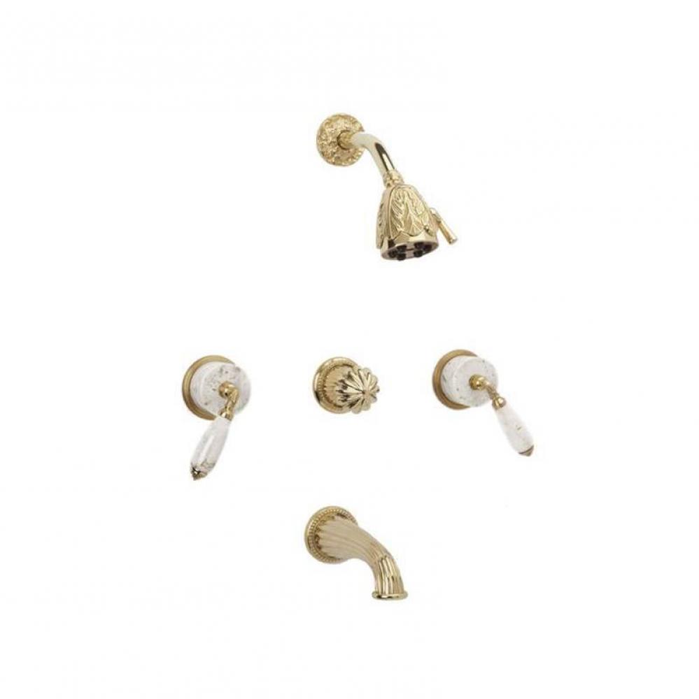 VALENCIA Three Handle ''White Marble'' Tub and Shower Set K2338B