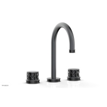 Phylrich 222-01-15GX041 - Gunmetal Gray Jolie Widespread Lavatory Faucet With Gooseneck Spout, Round Cutaway Handles, And Bl