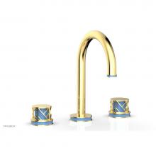 Phylrich 222-01/024X043 - Satin Gold Jolie Widespread Lavatory Faucet With Gooseneck Spout, Round Cutaway Handles, And Light
