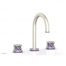 Phylrich 222-01/004X046 - Satin Brass Jolie Widespread Lavatory Faucet With Gooseneck Spout, Round Cutaway Handles, And Purp