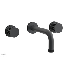 Phylrich 222-56-15GX041 - Gunmetal Gray Jolie Two Handle Wall Tub Set With Tubular Spout, Round Cutaway Handles, And Black A