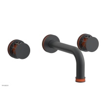 Phylrich 222-11-15GX042 - Gunmetal Gray Jolie Two Handle Wall Faucet With Tubular Spout, Round Cutaway Handles, And Orange A