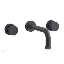 Phylrich 222-11-15GX046 - Gunmetal Gray Jolie Two Handle Wall Faucet With Tubular Spout, Round Cutaway Handles, And Purple A