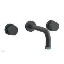 Phylrich 222-56-15GX049 - Gunmetal Gray Jolie Two Handle Wall Tub Set With Tubular Spout, Round Cutaway Handles, And Turquoi