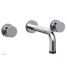 Phylrich 222-56/026X044 - Polished Chrome Jolie Two Handle Wall Tub Set With Tubular Spout, Round Cutaway Handles, And Navy