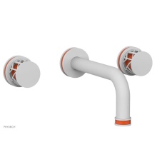 Phylrich 222-11-050X042 - Satin White Jolie Two Handle Wall Faucet With Tubular Spout, Round Cutaway Handles, And Orange Acc