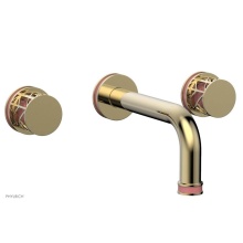 Phylrich 222-11/03UX045 - Polished Brass Uncoated (Living Finish) Jolie Two Handle Wall Faucet With Tubular Spout, Round Cut
