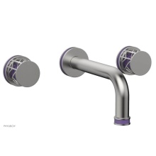 Phylrich 222-11/26DX046 - Satin Chrome Jolie Two Handle Wall Faucet With Tubular Spout, Round Cutaway Handles, And Purple Ac