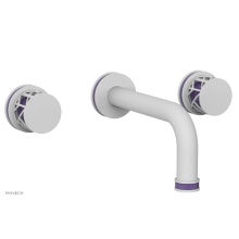 Phylrich 222-56-050X046 - Satin White Jolie Two Handle Wall Tub Set With Tubular Spout, Round Cutaway Handles, And Purple Ac