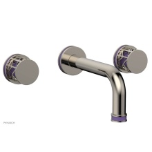 Phylrich 222-11/014X046 - Polished Nickel Jolie Two Handle Wall Faucet With Tubular Spout, Round Cutaway Handles, And Purple