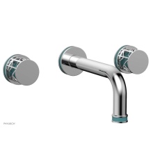 Phylrich 222-11/026X049 - Polished Chrome Jolie Two Handle Wall Faucet With Tubular Spout, Round Cutaway Handles, And Turquo