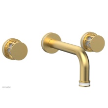 Phylrich 222-11-24BX051 - Burnished Gold Jolie Two Handle Wall Faucet With Tubular Spout, Round Cutaway Handles, And Gloss W