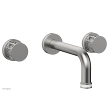 Phylrich 222-56-26DX051 - Satin Chrome Jolie Two Handle Wall Tub Set With Tubular Spout, Round Cutaway Handles, And Gloss Wh