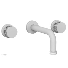 Phylrich 222-11-050X051 - Satin White Jolie Two Handle Wall Faucet With Tubular Spout, Round Cutaway Handles, And Gloss Whit