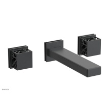 Phylrich 222-12-15GX041 - Gunmetal Gray Jolie Wall Faucet With Rectangular Spout, Square Cutaway Handles, And Black Accents