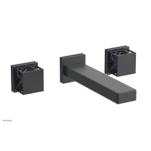 Phylrich 222-12-15GX046 - Gunmetal Gray Jolie Wall Faucet With Rectangular Spout, Square Cutaway Handles, And Purple Accents