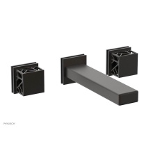 Phylrich 222-57/10BX041 - Oil Rubbed Bronze Jolie Two Handle Wall Tub Set With Rectangular Spout, Square Cutaway Handles, An