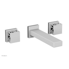 Phylrich 222-57-050X041 - Satin White Jolie Two Handle Wall Tub Set With Rectangular Spout, Square Cutaway Handles, And Blac