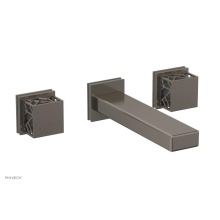 Phylrich 222-12/15AX048 - Pewter Jolie Wall Faucet With Rectangular Spout, Square Cutaway Handles, And Grey Accents - 1.2GPM