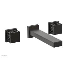 Phylrich 222-12/10BX048 - Oil Rubbed Bronze Jolie Wall Faucet With Rectangular Spout, Square Cutaway Handles, And Grey Accen