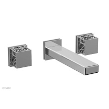 Phylrich 222-57/026X048 - Polished Chrome Jolie Two Handle Wall Tub Set With Rectangular Spout, Square Cutaway Handles, And