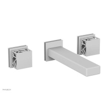 Phylrich 222-12-050X048 - Satin White Jolie Wall Faucet With Rectangular Spout, Square Cutaway Handles, And Grey Accents - 1