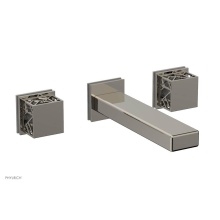 Phylrich 222-12/014X048 - Polished Nickel Jolie Wall Faucet With Rectangular Spout, Square Cutaway Handles, And Grey Accents