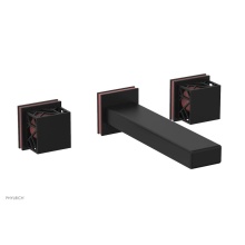Phylrich 222-57/040X045 - Matte Black Jolie Two Handle Wall Tub Set With Rectangular Spout, Square Cutaway Handles, And Pink