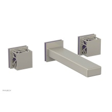 Phylrich 222-57/15BX046 - Burnished Nickel Jolie Two Handle Wall Tub Set With Rectangular Spout, Square Cutaway Handles, And
