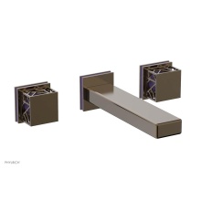 Phylrich 222-57-047X046 - Antique Brass Jolie Two Handle Wall Tub Set With Rectangular Spout, Square Cutaway Handles, And Pu