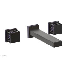 Phylrich 222-57/10BX046 - Oil Rubbed Bronze Jolie Two Handle Wall Tub Set With Rectangular Spout, Square Cutaway Handles, An