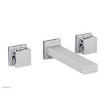 Phylrich 222-57-050X046 - Satin White Jolie Two Handle Wall Tub Set With Rectangular Spout, Square Cutaway Handles, And Purp