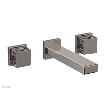 Phylrich 222-12/014X046 - Polished Nickel Jolie Wall Faucet With Rectangular Spout, Square Cutaway Handles, And Purple Accen