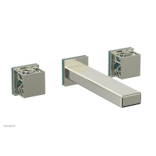 Phylrich 222-57/015X049 - Satin Nickel Jolie Two Handle Wall Tub Set With Rectangular Spout, Square Cutaway Handles, And Tur