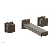 Phylrich 222-12-OEBX051 - Old English Brass Jolie Wall Faucet With Rectangular Spout, Square Cutaway Handles, And Gloss Whit