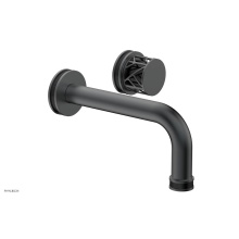 Phylrich 222-15-15GX041 - Gunmetal Gray Jolie Single Handle Wall Faucet With Tubular Spout, Round Cutaway Handles, And Black