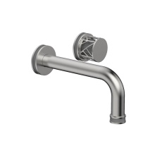 Phylrich 222-15/26DX048 - Satin Chrome Jolie Single Handle Wall Faucet With Tubular Spout, Round Cutaway Handles, And Grey A