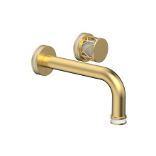 Phylrich 222-15-24BX051 - Burnished Gold Jolie Single Handle Wall Faucet With Tubular Spout, Round Cutaway Handles, And Glos