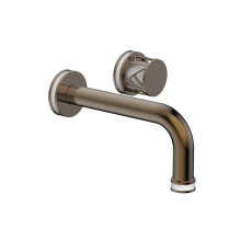 Phylrich 222-15-047X051 - Antique Brass Jolie Single Handle Wall Faucet With Tubular Spout, Round Cutaway Handles, And Gloss